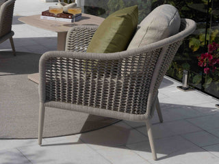 Bali Outdoor Lounge Setting in Dune / Parchment / Beech / Milos Coffee Table Set 6