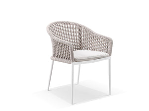 Bali Outdoor Dining Chair in White / Latte / Beech 1
