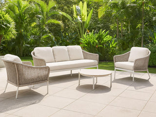 Bali Outdoor Lounge Setting in White / Latte / Beech / Treble Coffee Table_7