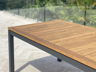 Barcelona Table & Sevilla Teak Arm Chairs | Outdoor Dining Setting in Charcoal / 9pc 240cm_5