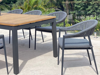 Barcelona Table & Nivala Chairs | Outdoor Dining Setting in Charcoal / Black / 9pc 240cm_5