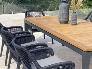Barcelona Table & Serang Chairs | Outdoor Dining Setting in Charcoal / Black / 9pc 240cm_5