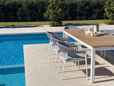 Barcelona Table & Nivala Chairs | Outdoor Dining Setting in White / Frost Grey / 9pc 240cm_2