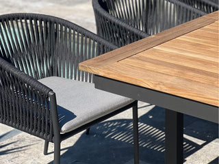 Barcelona Extension Table & Gizella Chairs | Outdoor Dining Setting in Charcoal / 9pc 280cm_10