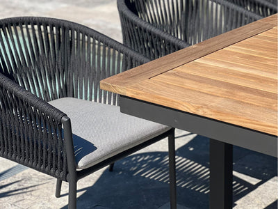 Barcelona Extension Table & Gizella Chairs | Outdoor Dining Setting in Charcoal / 9pc 280cm_10