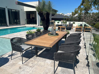 Barcelona Extension Table & Gizella Chairs | Outdoor Dining Setting in Charcoal / 9pc 280cm_1