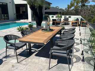 Barcelona Extension Table & Nivala Chairs | Outdoor Dining Setting in Charcoal / Black / 9pc 280cm_1
