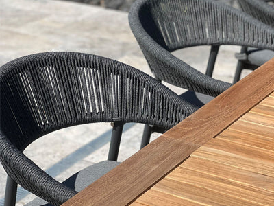 Barcelona Extension Table & Nivala Chairs | Outdoor Dining Setting in Charcoal / Black / 9pc 280cm_9