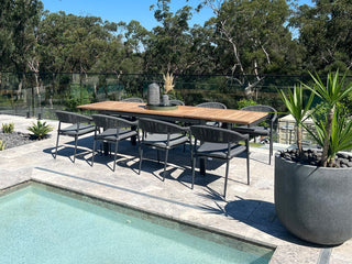 Barcelona Extension Table & Nivala Chairs | Outdoor Dining Setting in Charcoal / Black / 9pc 280cm_10