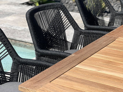 Barcelona Table Extension & Serang Chairs | Outdoor Dining Setting in Charcoal / Black / 9pc 280cm_10
