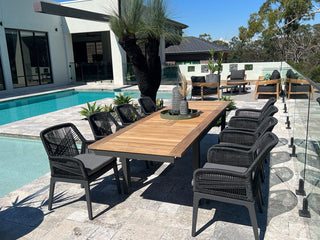 Barcelona Table Extension & Serang Chairs | Outdoor Dining Setting in Charcoal / Black / 9pc 280cm_1
