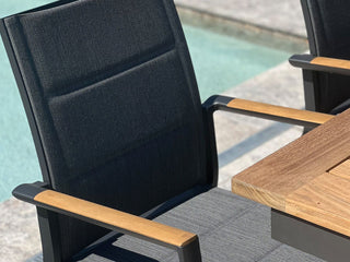 Barcelona Extension Table & Sevilla Teak Arm Chairs | Outdoor Dining Setting in Charcoal / 9pc 280cm_9
