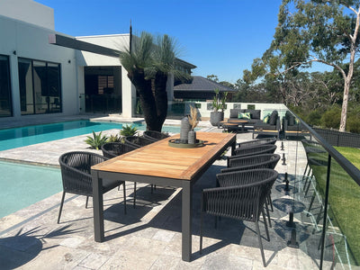 Barcelona Table & Gizella Chairs | Outdoor Dining Setting in Charcoal / Black / 9pc 290cm_1