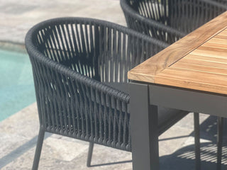 Barcelona Table & Gizella Chairs | Outdoor Dining Setting in Charcoal / Black / 9pc 290cm_2