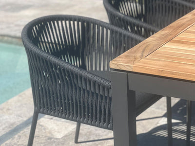 Barcelona Table & Gizella Chairs | Outdoor Dining Setting in Charcoal / Black / 9pc 290cm_2