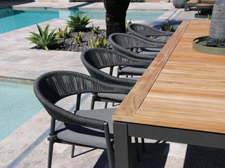 Barcelona Table & Nivala Chairs | Outdoor Dining Setting in Charcoal / Black / 9pc 290cm_4