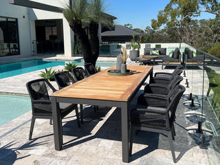 Barcelona Table & Serang Chairs | Outdoor Dining Setting in Charcoal / Black / 9pc 290cm_1