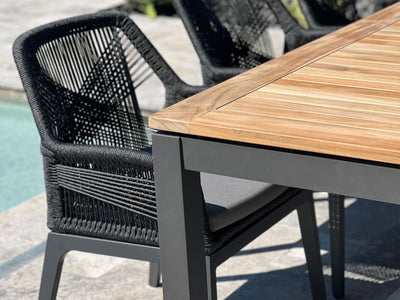 Barcelona Table & Serang Chairs | Outdoor Dining Setting in Charcoal / Black / 9pc 290cm_4