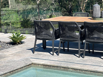 Barcelona Table & Serang Chairs | Outdoor Dining Setting in Charcoal / Black / 9pc 290cm_5