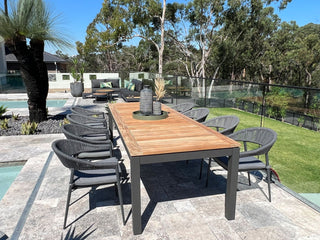 Barcelona Table & Nivala Chairs | Outdoor Dining Setting in Charcoal / Black / 9pc 290cm_1