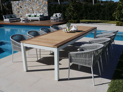 Barcelona Table & Gizella Chairs | Outdoor Dining Setting in White / Light Grey / 9pc 290cm_1