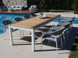 Barcelona Table & Nivala Chairs | Outdoor Dining Setting in White / Frost Grey / 9pc 290cm_1
