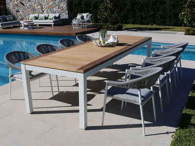 Barcelona Table & Nivala Chairs | Outdoor Dining Setting in White / Frost Grey / 9pc 290cm_1