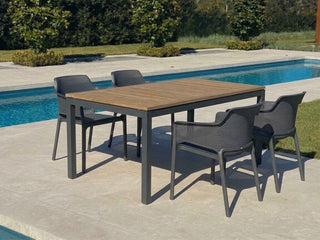 Barcelona Table & Bailey Chairs | Outdoor Dining Setting in Charcoal