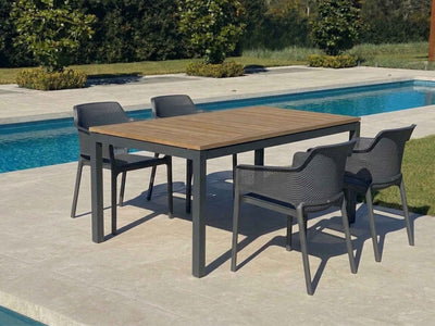 Barcelona Table & Bailey Chairs | Outdoor Dining Setting in Charcoal
