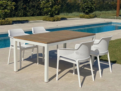 Barcelona Table & Bailey Chairs | Outdoor Dining Setting in White