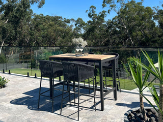 Gizella Outdoor Bar Chair in Charcoal / Black / Sooty 2.
