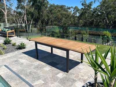 Barcelona Extension Table & Gizella Chairs | Outdoor Dining Setting in Charcoal / 9pc 280cm_2