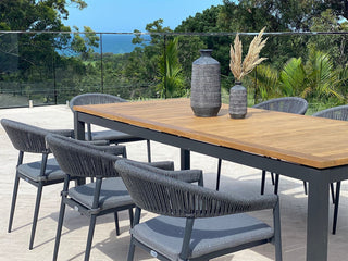 Barcelona Table & Nivala Chairs | Outdoor Dining Setting in Charcoal / Black / 9pc 240cm_4