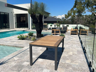 Barcelona Table Extension & Serang Chairs | Outdoor Dining Setting in Charcoal / Black / 9pc 280cm_3