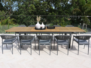 Barcelona Extension Table & Nivala Chairs | Outdoor Dining Setting in Charcoal / Black / 11pc 340cm_9