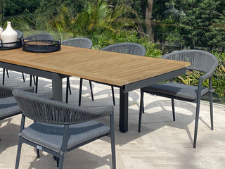 Barcelona Extension Table & Nivala Chairs | Outdoor Dining Setting in Charcoal / Black / 11pc 340cm_8