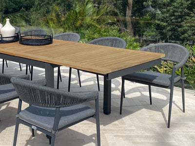 Barcelona Extension Table & Nivala Chairs | Outdoor Dining Setting in Charcoal / Black / 11pc 340cm_8