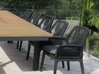 Barcelona Table Extension & Serang Chairs | Outdoor Dining Setting in Charcoal / Black / 11pc 340cm_9