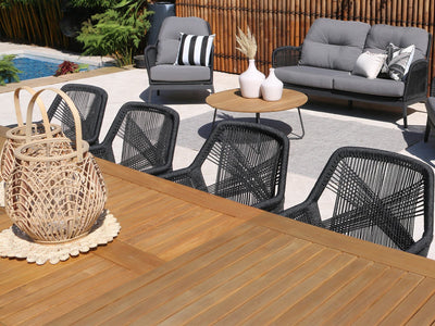 Barcelona Table Extension & Serang Chairs | Outdoor Dining Setting in Charcoal / Black / 11pc 340cm_8