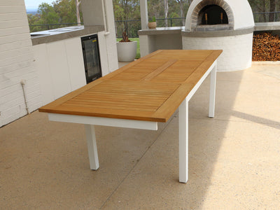 Barcelona Extension Table & Gizella Chairs | Outdoor Dining Setting in White / 9pc 280cm_1