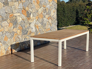Barcelona Extension Table & Sevilla Teak Arm Chairs | Outdoor Dining Setting in White / 11pc 340cm_3