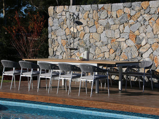 Barcelona Extension Table & Nivala Chairs | Outdoor Dining Setting in White / Frost Grey / 11pc 340cm_3
