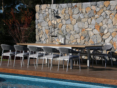 Barcelona Extension Table & Nivala Chairs | Outdoor Dining Setting in White / Frost Grey / 11pc 340cm_3