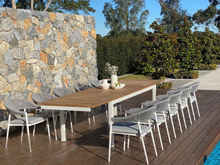 Barcelona Extension Table & Nivala Chairs | Outdoor Dining Setting in White / Frost Grey / 11pc 340cm_1