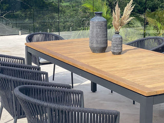 Barcelona Table & Gizella Chairs | Outdoor Dining Setting in Charcoal / Black / 9pc 240cm_6