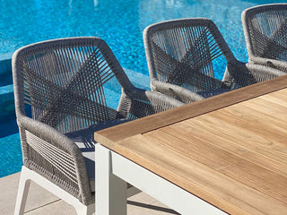 Barcelona Table & Serang Chairs | Outdoor Dining Setting in White / Gobi / 9pc 240cm_3