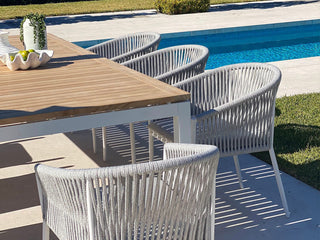 Barcelona Table & Gizella Chairs | Outdoor Dining Setting in White / Light Grey / 9pc 240cm_2