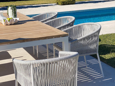 Barcelona Table & Gizella Chairs | Outdoor Dining Setting in White / Light Grey / 9pc 240cm_2