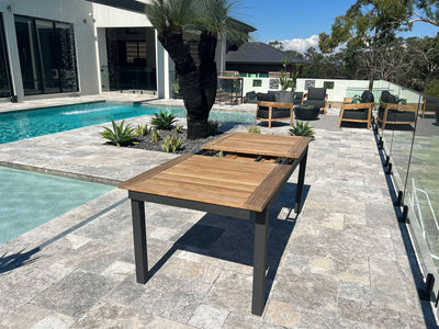 Barcelona Extension Table & Gizella Chairs | Outdoor Dining Setting in Charcoal / 9pc 280cm_8