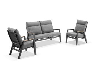 Bella Reclining Sofa Set | Outdoor Lounge Setting in Charcoal / Basalt / Without Coffee Table